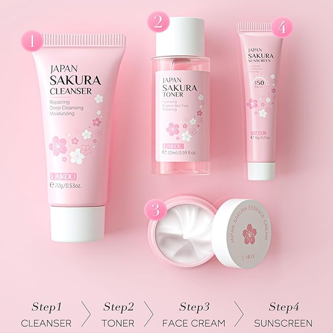 Sakura Travel Skincare Set for Teenage Cleaning