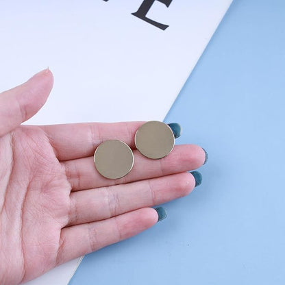 Boho Large Disc Coin Earrings Gold Coin Stud