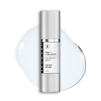 Facial Night Serum with AHA + Collagen, Night Serum for Face, Anti Aging Night Serum, Collagen Boost Anti Aging Serum, Nutrient-Rich Night Face Serum with Vitamins C, B, E, Collagen Skin Care
