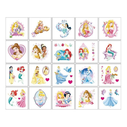 20pcs Cute Princess Temporary Tattoos for Girl, Kawaii Christmas Rewards