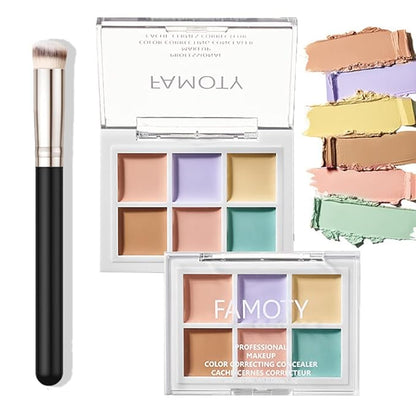6 Color Correcting Concealer Palette With Concealer Brush,