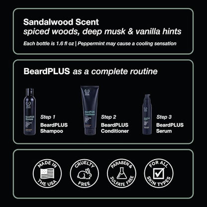 ZEUS BeardPlus Serum for Men, Premium Beard Oil for Enhanced Growth, Fuller & Softer Facial Hair with Biotin & Caffeine (Made in USA) 1.6 oz