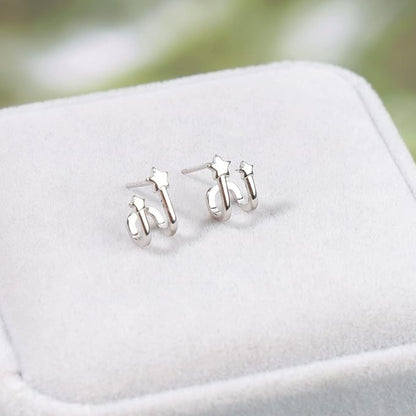 Star Spiral Hoop Earrings Silver Star