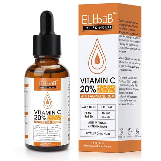 Premium 20% Vitamin C Serum For Face with Hyaluronic Acid, Retinol & Amino Acids - Boost Skin Collagen,Hydrate & Plump Skin, Anti Aging & Wrinkle Facial Serum