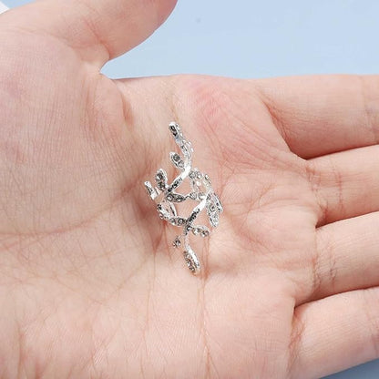 Boho Cz Leaf Ear Cuff Earrings Silver Ear