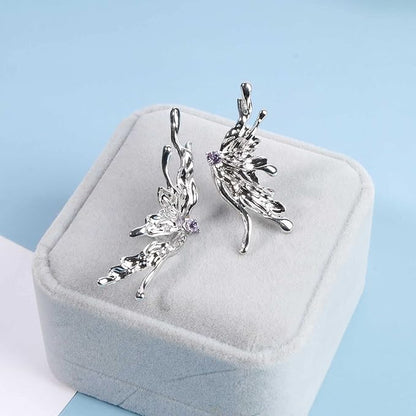 Punk Butterfly Wing Earrings Rhinestone Wing