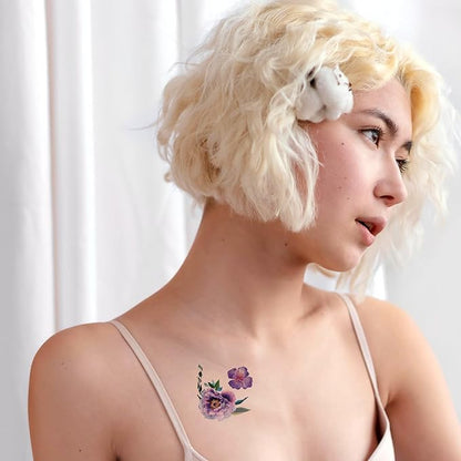 Temporary Tattoo, 50 PCS 3D Flower Tattoo Stickers Women Girls