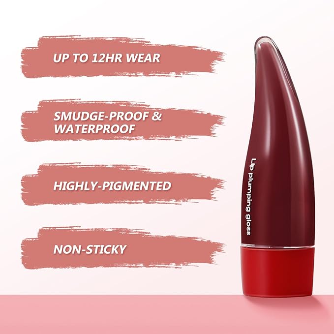 Plumping Lip Gloss,Lip Oil,Highly-Pigmented Lip Gloss,Non-Sticky Lip Stain,Long-Lasting,Moisturing Plumping