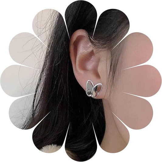 Tiny Butterfly Studs Earrings Vintage Silver