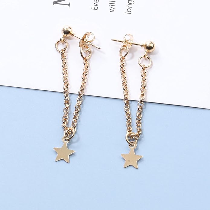 Boho Star Chain Earrings Gold Star