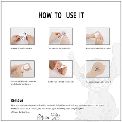 40pcs Stitch Temporary Tattoos for Kids Party Favors Parent-child game(Blue-B)
