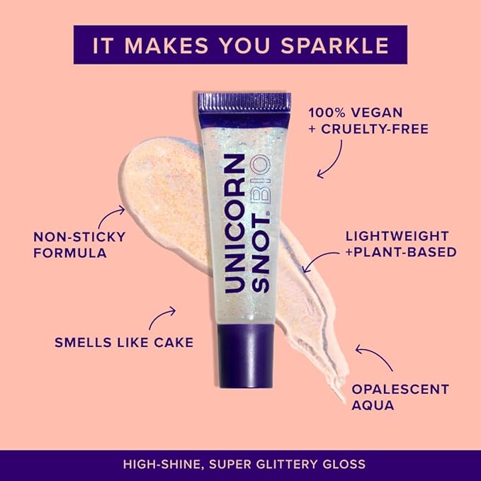 UNICORN SNOT Glitter Lip Gloss - Long-Lasting Sparkly BIO Lip Shine - Vegan & Cruelty Free Non-Sticky Formula - Lip Gloss for Festivals and Rave Makeup - High-Shine Glitter Lip Gloss, Silver (Cosmos)