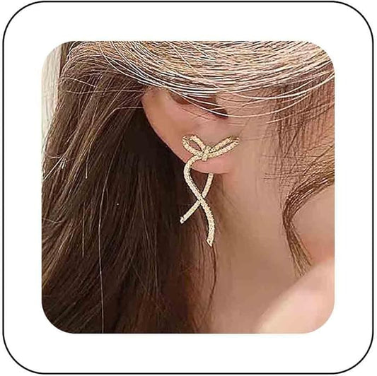 Vintage Crystal Bow Earrings Rhinestone Bow Drop Earrings