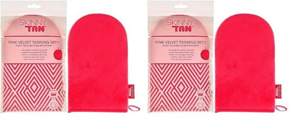 Skinny Tan Pink Velvet Tanning Mitt - Velvety Soft Luxe Texture - Waterproof Lining to Keep Hands Stain Free - Smooth for Flawless Finish - Long-Lasting and Machine Washable - 1 pc Applicator
