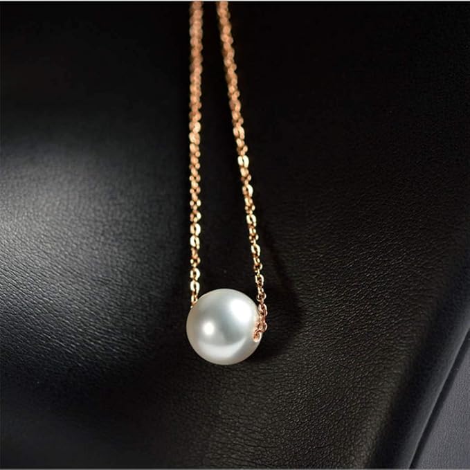 Single Pearl Pendant Necklace Chain Gold