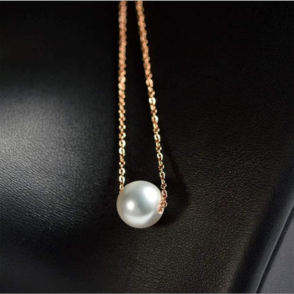Single Pearl Pendant Necklace Chain Gold