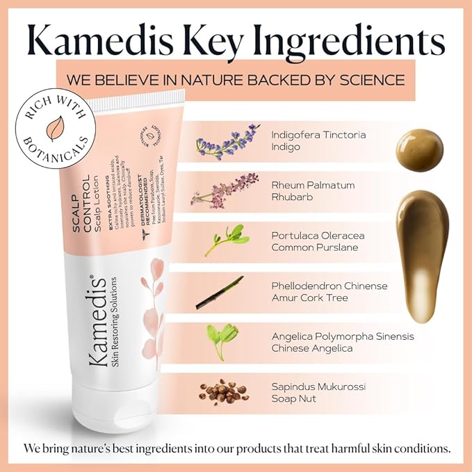 KAMEDIS Anti-Dandruff Therapy Shampoo & Botanical Moisturizer Over-Night Scalp Lotion - Medicated Head Treatment For Dry, Itchy, Flaky, Seborrheic Dermatitis and Sensitive Scalp. Parabens Free. (2pk)