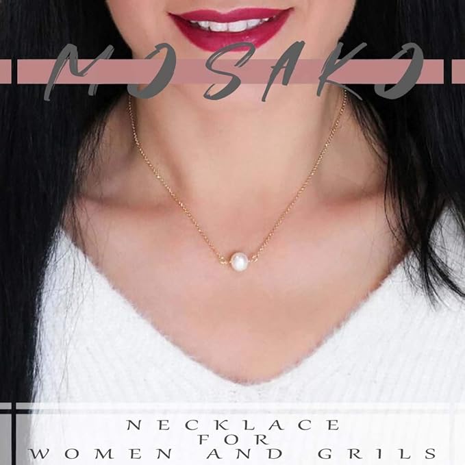 Single Pearl Pendant Necklace Chain Gold Necklace Short