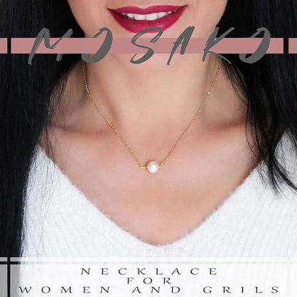 Single Pearl Pendant Necklace Chain Gold Necklace Short