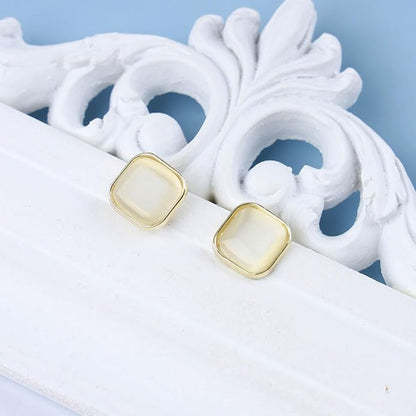 Vintage Square Opal Earrings Opal Square Stud Earrings