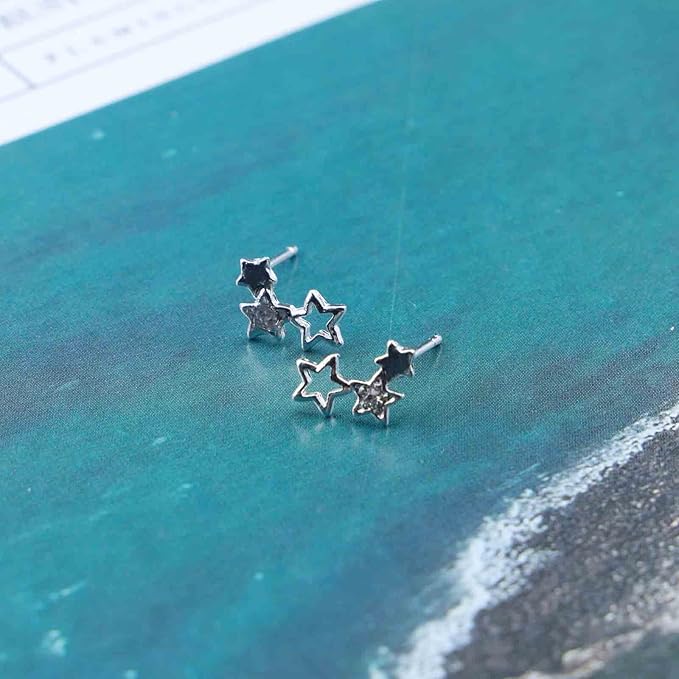 Bohemia Star Climber Crawler Earrings Silver Crystal Star