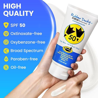 Rubber Ducky | Vitamin E Sunscreen with SPF 50, Water-Resistant Sunscreen for Face and Body | Broad Spectrum Lotion, Oil-Free Moisturizing Sunscreen, Alternative for Moisturizing Sunblock (2pcs., 5oz)
