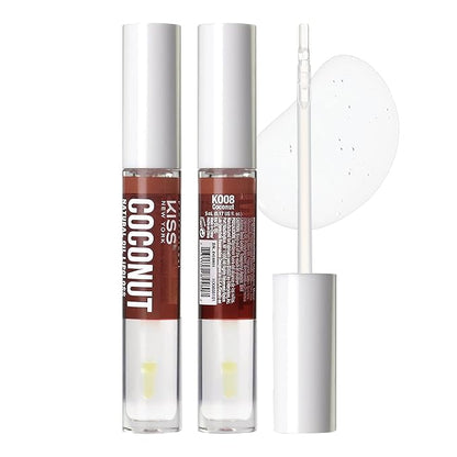 Kiss New York 3 PACK Lip Oil Gloss, Hydrating Non-Sticky Lip Oil, 100% Natural Oil Clear Lip Gloss, Lightweight Lip Moisturizer (Gold & Honey & Coconut)