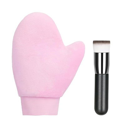 UNIMEIX 2 Pack Self Tanning Mitt Applicator Kit Set Self Tan Back Applicator with Self Tanning Glove for Self Tan Mitt Mini Self Tan Glove and Sunscreen Brush (Pink)
