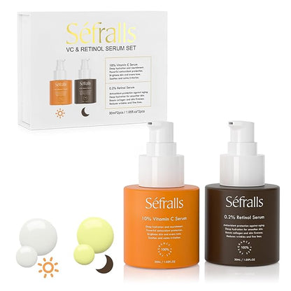 Face Serum Duo – Retinol Serum for Face & Vitamin C Serum – Anti Aging Skin Care Set for Women – Skin Care for Bright, Anti Wrinkle, Smooth, & Firm Skin – 1 fl oz, 2 Bottles