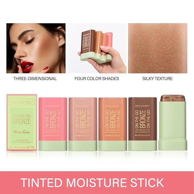 UNYOKE Soft Creamy Highlighter Blush Stick,Smooth Shimmer Bronzer Beach Glow） 6 Oz