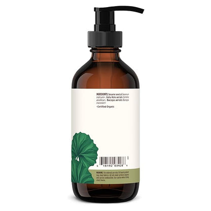 Banyan Botanicals Brahmi Oil with Sesame Base – Organic Ayurvedic Massage Oil with Gotu Kola and Bacopa ­­– Calming Massage Oil for Focus & Relaxation – 8 oz – Non GMO Sustainably Sourced Abhyanga Oil