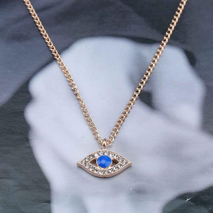 Vintage Rhinestone Evil Eye Pendant Necklace
