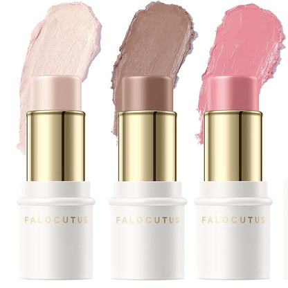 3 Pcs FAIR Contour Stick Set,Cream Blush & All Skin