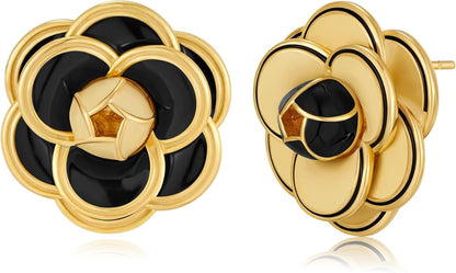 CLASSYZINT Gold/White/Red/Black Flower Stud Earrings