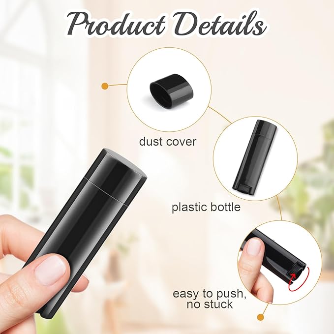 50 Pack 5ml Empty Lip Balm Tubes Refillable Lip Balm Containers DIY Plastic Lipstick Tubes Lip Gloss Balm Holder (black)