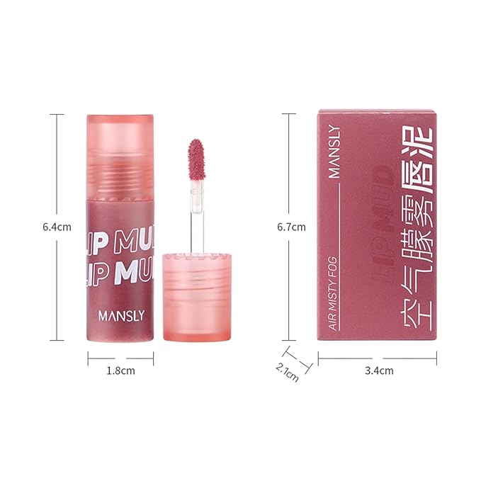 Matte Ink Lip Tint Stain, Lip Mud, Lasting Non-Stick Cup Matt Lip Gloss, Korean Liquid Lipcolor Makeup, Cheeky, Rose Nude Lipstick for Women (B16# Powdery Rice)