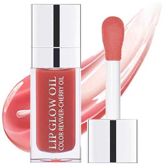 Hydrating Lip Oil for Women, Glossy Lip Color, Transparent Lip Gloss for Nourishing Lip and Make Lip Full, Moisturizing Liquid Tinted Lip Balm for Lip Care, 0.2oz (Light Rose #012)