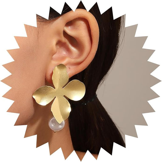 Boho Big Flower Drop Earrings Vintage