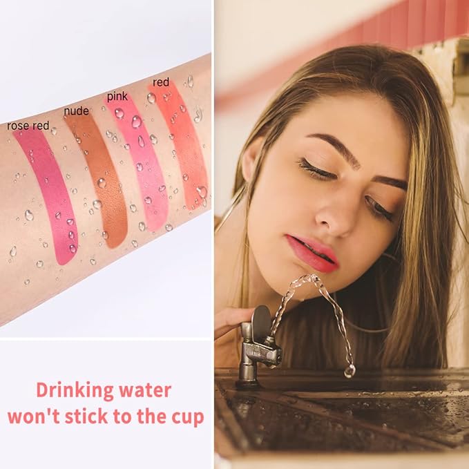 20Pcs Tattoo Lipstick Cotton Swab, Waterproof Non-Stick Tattoo Lipstick Cotton Swab Lip Tint, Long Lasting Lip Gloss Cotton Swab Matte (Nude)