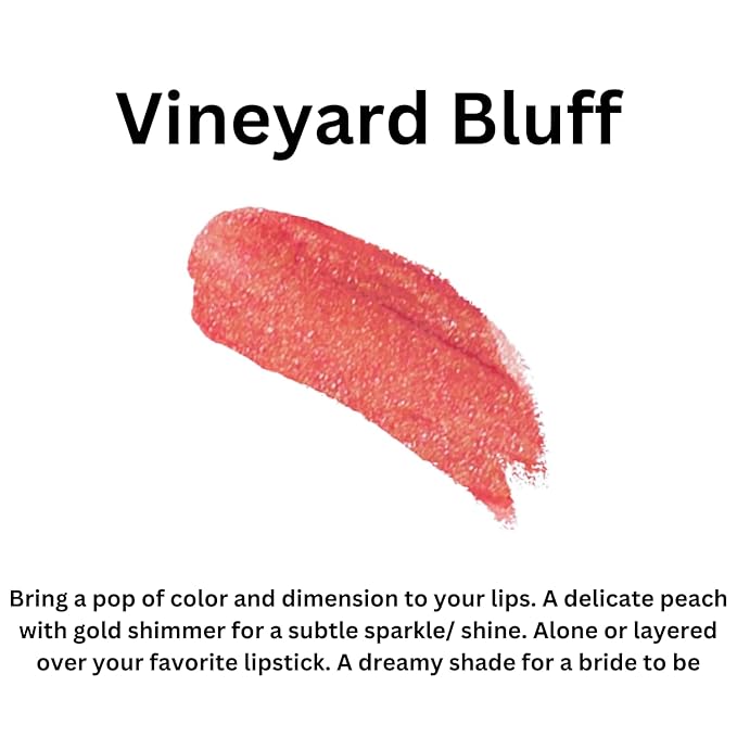 Vineyard Bluff Lip Gloss (.25oz) - Naturally Refreshing Vegan Lip Gloss with Aloe, Vitamins C & E, Spearmint Extract