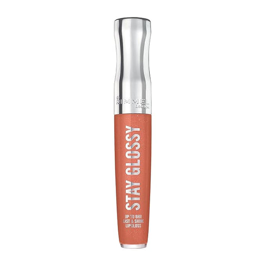 Rimmel London Stay Glossy, 465 Melon-Air, Lip Gloss, Non-Sticky, Cruelty-Free, Color and Shine, Up To 6-Hour Wear, Precise Applicator, 0.18oz