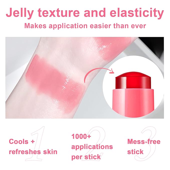 4 Pcs Cooling Water Jelly Tint, Multi-Use Jelly Lip & Cheek Tint Stain, 3-in-1 Milk Jelly Blush Lip Gloss Buildable Watercolor Finish 1,000+ Swipes Per Stick - Cruelty Free (4PCS)