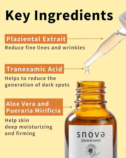 Snova Placenta Serum - Anti-aging, Hydrating and Firming Skin,with Placenta, Aloe Vera and Pueraria Mirifica, For all skin type, Made in Japan – 0.68 Fluid Ounce