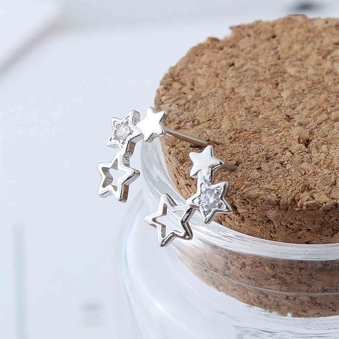 Boho Rhinestone Star Ear Climber Earrings