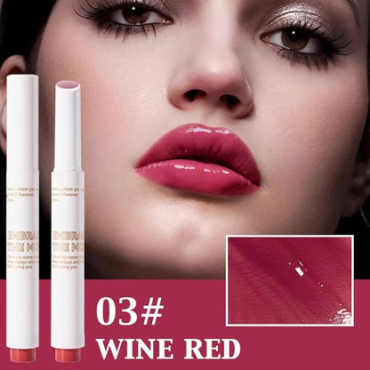 Moisturizing Solid Lipstick Non Sticky Lipstick, Moisturizing Lipstick Glossy Tinted Lip Balm,Long Lasting Non-Stick Lip Gloss Cute Makeup, High-gloss for Plumper Looking Lips,Vegan, (03#+04#)