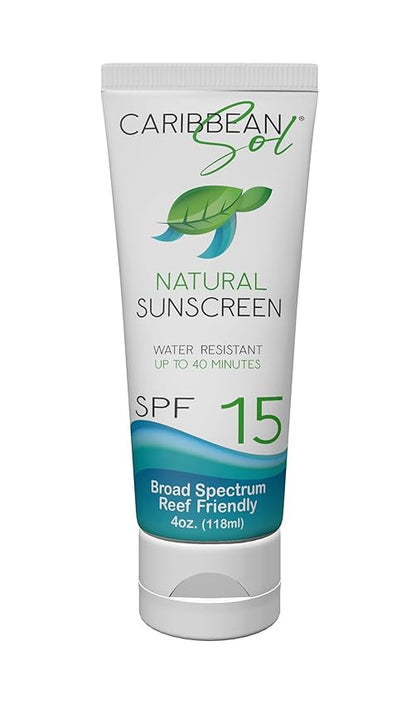 Caribbean Sol - Sol Guard Natural Sunscreen with Non-nano Zinc Oxide - Biodegradable Broad Spectrum Travel Size Reef Safe Sunscreen Moisturizer Sun Cream SPF 15, 4oz.