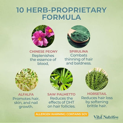 Vital Hair Complex – Biotin & Vitamin B Hair Vitamins for Women & Men – Supports Healthy Hair, Skin & Nails – Hormone-Free, Gluten-Free – Hair Supplement for Women & Men