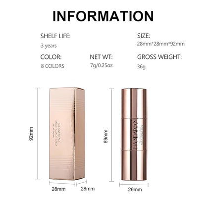 8 Colors Cream Contour Sticks Makeup Kit, Dual-Ended Concealer (01#)