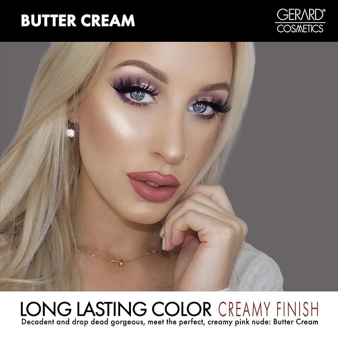 Gerard Cosmetics Color Your Smile Lip Gloss Butter Cream | Super Pigmented Pink Lip Gloss with LED Light and Mirror | Shiny Finish | Hydrating Liquid Lip Color | Cruelty Free and Made in USA