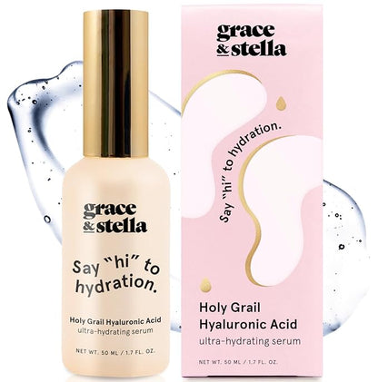 grace & stella Award Winning Hyaluronic Acid Serum (50ml/1.7 fl oz) Hydrating Hyaluronic Acid Serum for Face - Acido Hialuronico for Women - Remove Fine Lines, Wrinkles, Anti Aging - Vegan Skincare